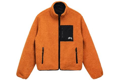 stussy sherpa orange jacket